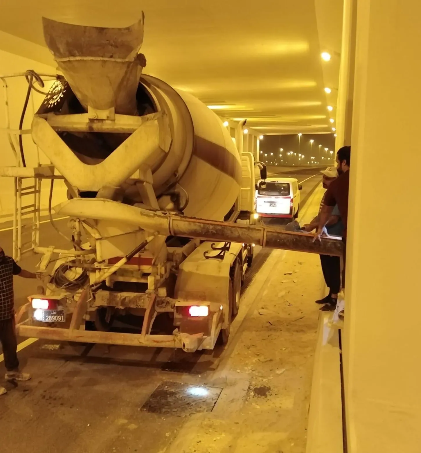Concrete placement inside underpass structure