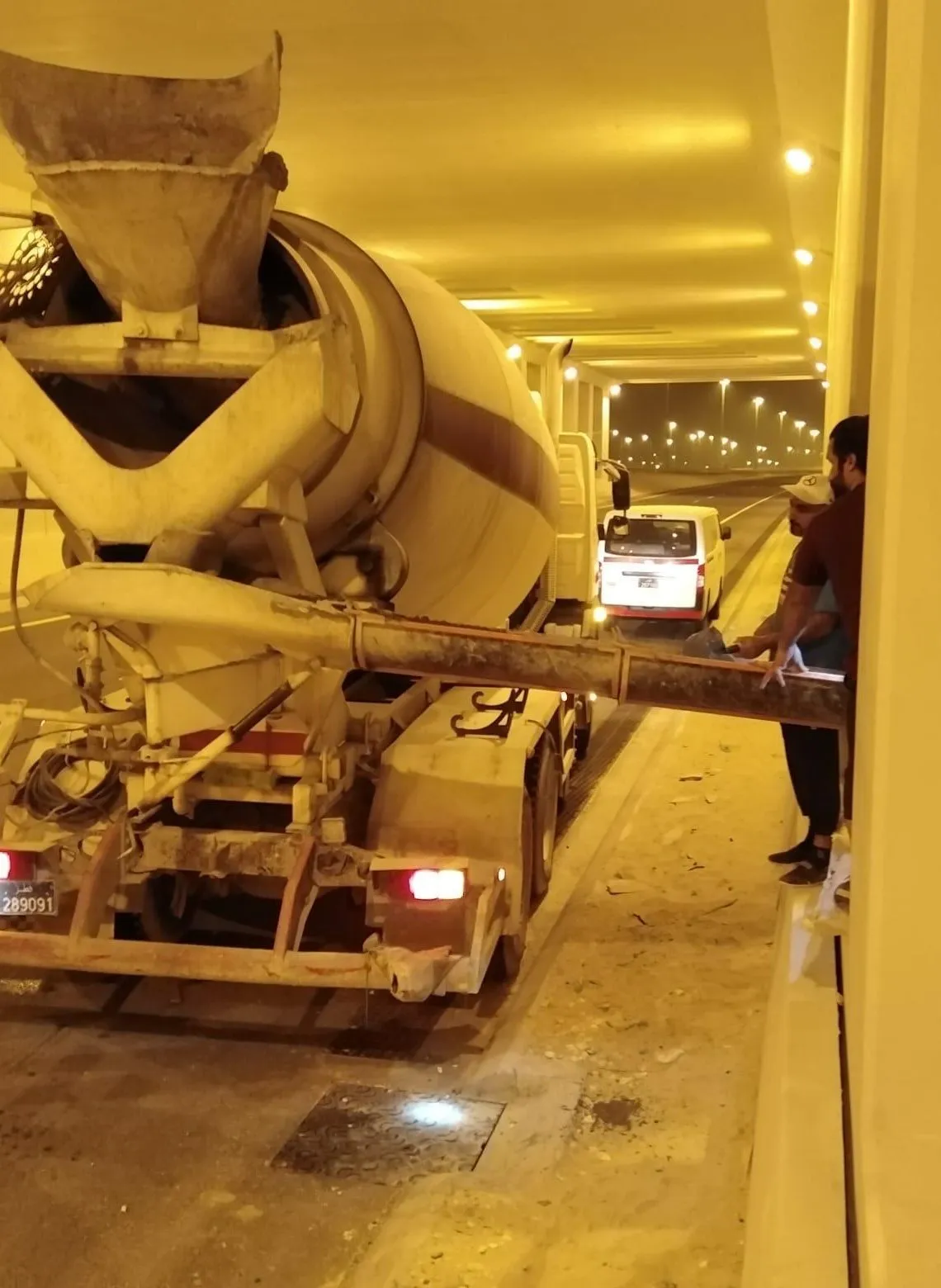 Concrete placement inside an underpass structure
